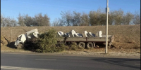В центре Волгограда КамАЗ влетел в дорожные знаки и столб - Волга-Медиа
