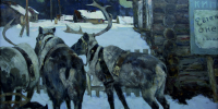 Игошев Владимир Александрович. Поселок Саранпауль. Олени. 1979 г. Холст, масло. 100х140 - Художественный музей