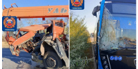 В Челнах автокран столкнулся с автобусом: пассажирку увезли в больницу - ГТРК Татарстан