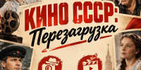Афиша/плакат с заголовком «Кино СССР: Перезагрузка», логотипом Наволокского Дома культуры, датой и временем (1 ноября, 11:00), значками «фотозона» и «кино акция» и ретро-кадрами из - 168.Ru